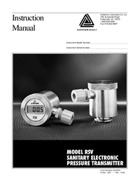 Thumbnail of document Manual - SV Pressure Transmitter